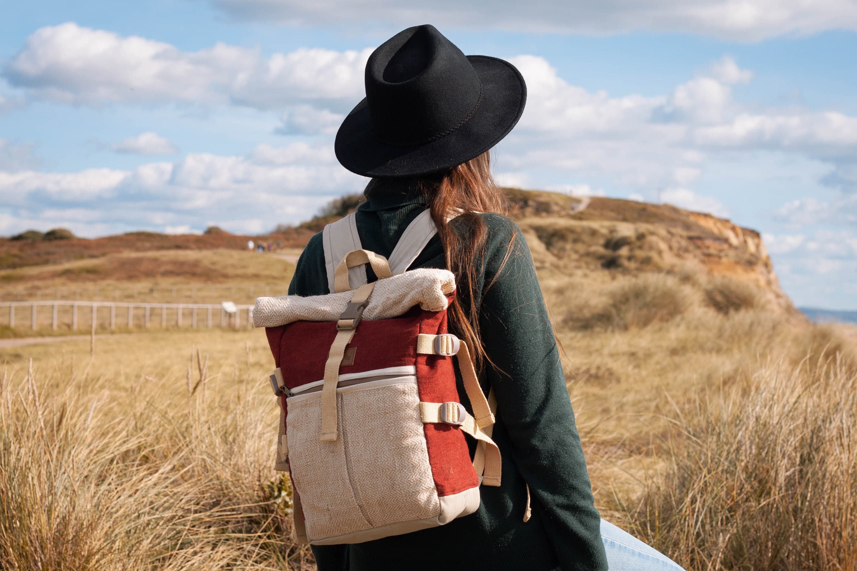 Hemp Roll Top Backpack — Mulled Wine