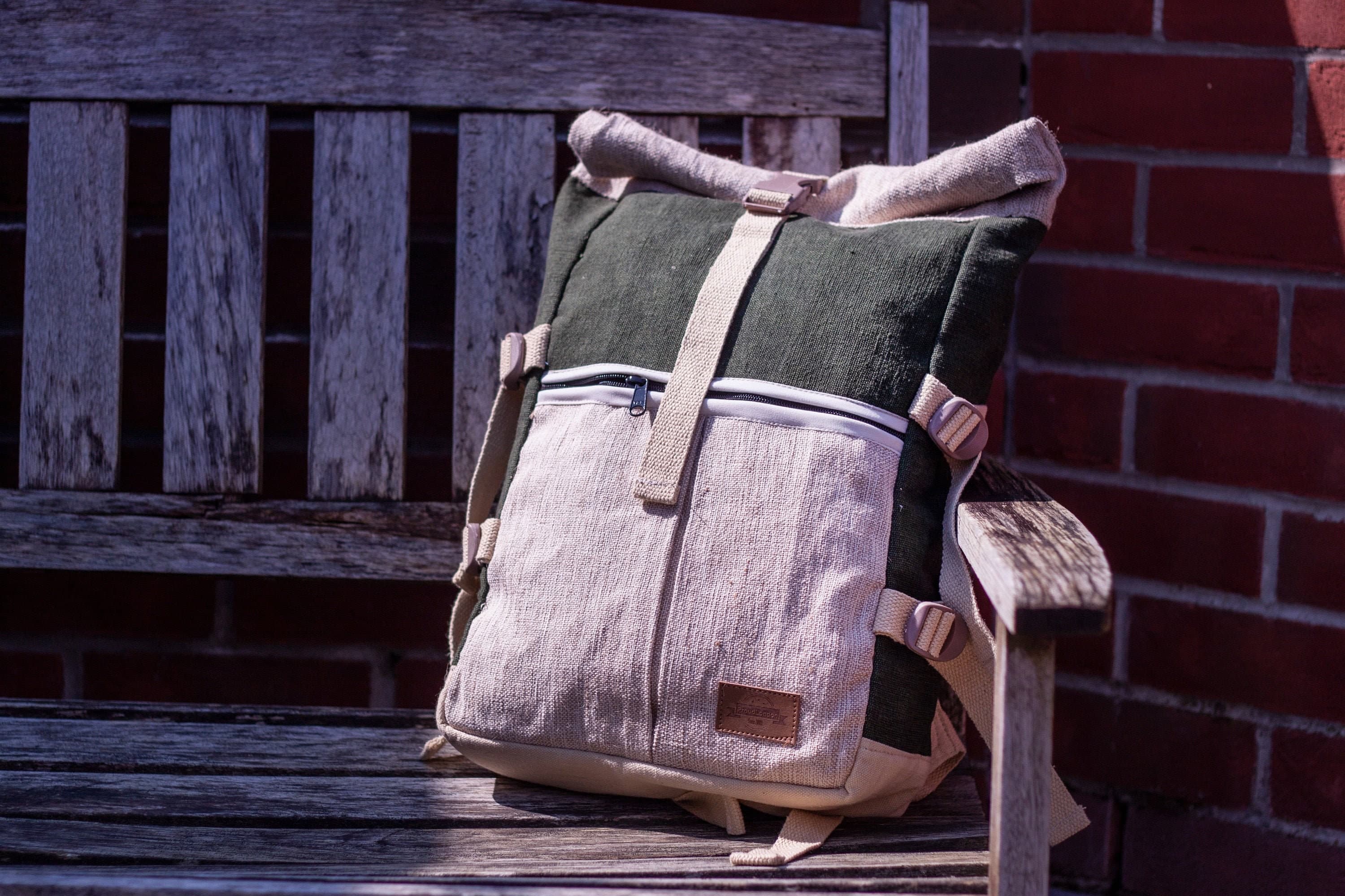Hemp Roll Top Backpack — Deep Forest